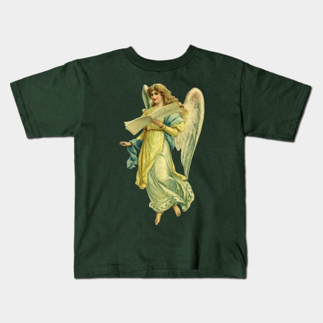 Vintage Victorian Christmas Angel Kids T-Shirt by MasterpieceCafe